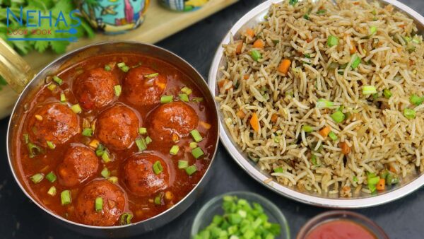 CHINESE PLATTER (VEG NOODLES, VEG FRIED & VEG MANCHURIAN GREVY)